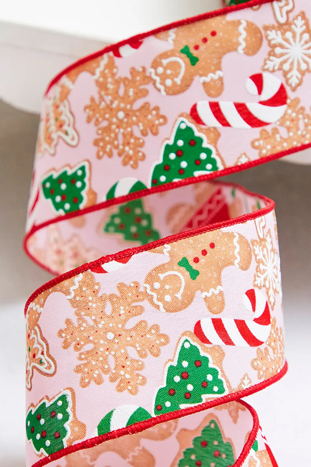 Decorator's Warehouse 2.5" x 10 Yards Pink Gingerbread Candy Cane Ribbon > Best Sellers|Christmas Decor