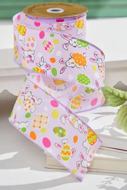 Decorator's Warehouse 2.5" x 10 Yards Purple Bunny Eggs Ribbon > Easter Decor|Easter Decor