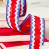 Decorator's Warehouse 2.5" x 10 Yards Red, White & Blue Patterned Ribbon > Patriotic Decor|Patriotic Decor