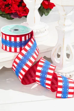Decorator's Warehouse 2.5" x 10 Yards Stripes with Lace Ribbon > Patriotic Decor|Kristin'S Picks