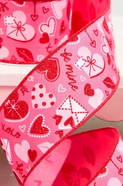 Decorator's Warehouse 2.5" x 10 Yards Valentine Love Letter Ribbon > Valentine'S Ribbon|Christmas Decor