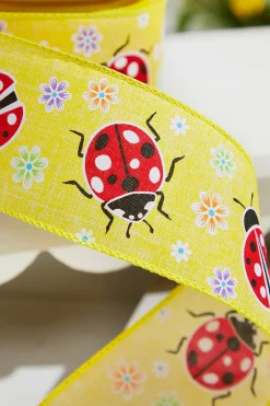 Decorator's Warehouse 2.5" x 10 Yards Yellow Ladybugs Ribbon > Christmas Decor|Spring Decor