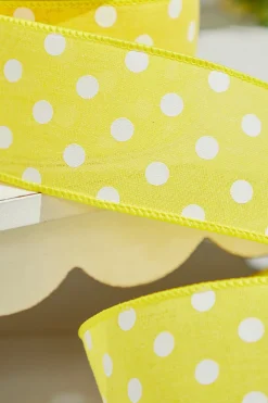 Decorator's Warehouse 2.5" x 10 Yards Yellow Polka Dot Ribbon > Easter Decor|Easter Decor