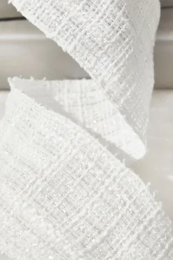 Decorator's Warehouse 4" x 10 Yard White Chenille with Sequins Wired Ribbon > White Christmas|Christmas Ribbon