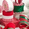 Decorator's Warehouse 2.5" x 10 Yard White Dupioni with Red Glitter Stripe Ribbon > North Pole Party|Christmas Ribbon