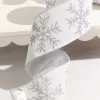 Decorator's Warehouse 4" x 10 Yard White Velvet with Silver Snowflake Ribbon > White Christmas|Christmas Decor