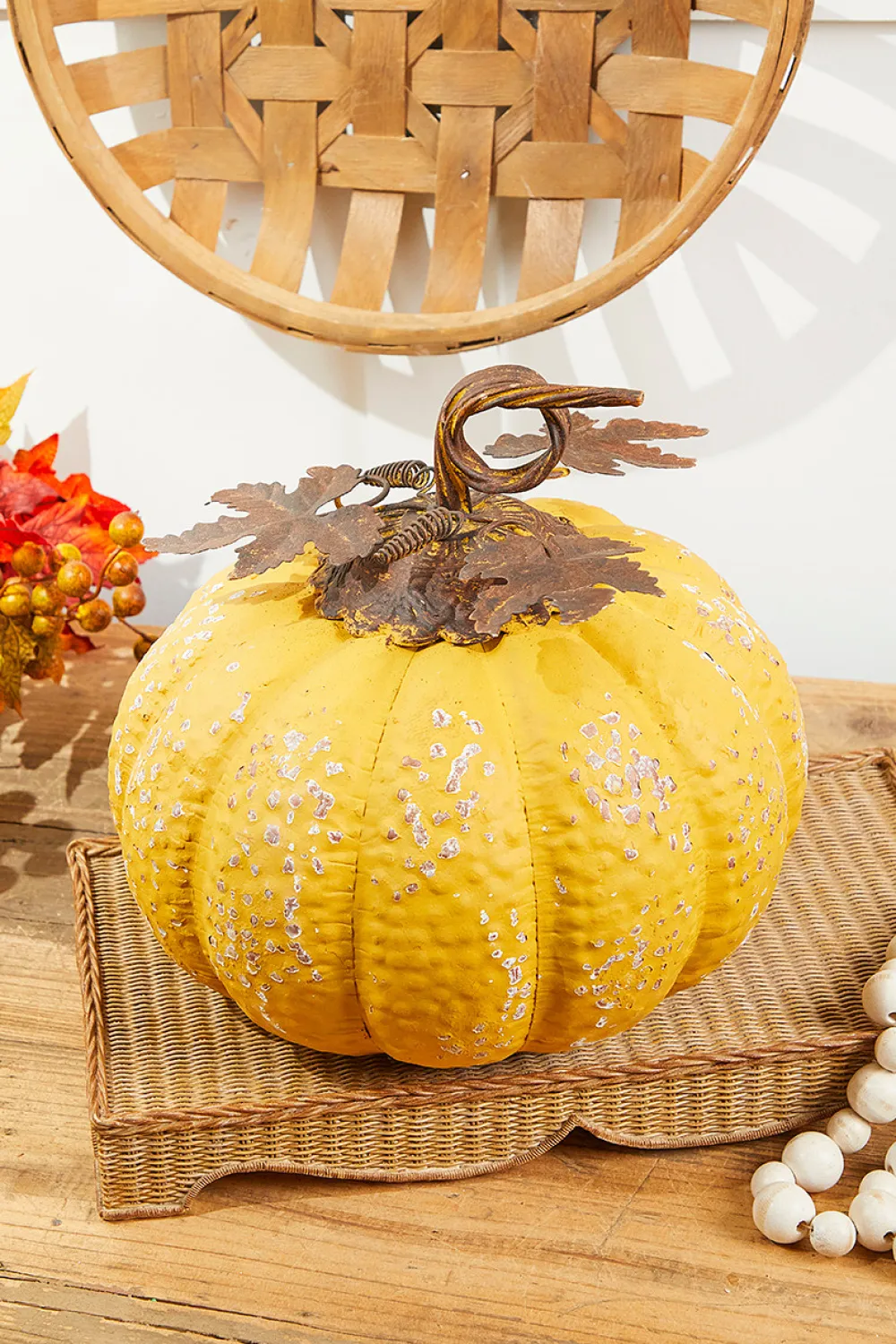 Decorator's Warehouse 15" Yellow Metal Pumpkin > Fall Decor|Fall Decor