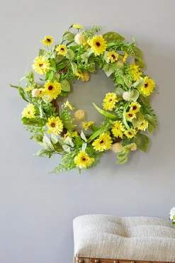 Decorator's Warehouse 24" Yellow Mixed Gerbera Daisy Wreath > Christmas Decor|All Wreaths